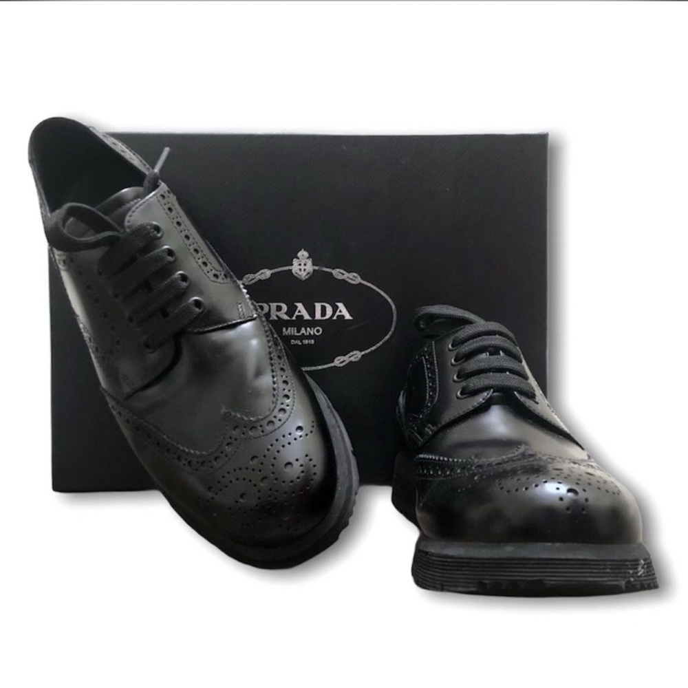 Prada Men's Black Brogue Shoes
